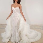 Fluffy Ruffled Detachable Overskirt Train