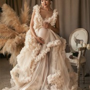 Puffy Cloud Ruffles on Top and Bottom of Dress