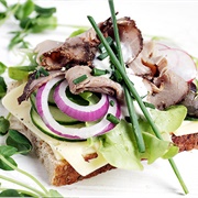 Roast Beef Open Sandwich on Rye