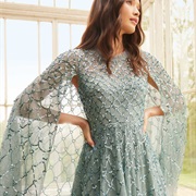 Lattice Patterned Cape on Dress