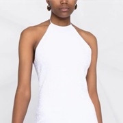 Rounded, High Halter Neck