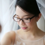 Small Hoop Earrings on Bride