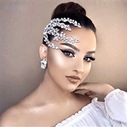 Jeweled Hairpiece Wrapped to Face