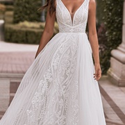 Beaded Lace Appliques on Tulle