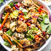 Garlic Instant Ramen Salad With Grilled Chicken Thighs
