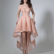 Structured Folds in Skirt of Dress