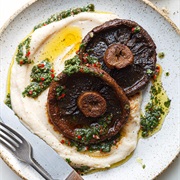 Miso Mushrooms With Lima Bean Puree and Chimichurri