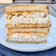 Sourdough Bread With Tuna Salad and Hot Honey BBQ Sauce