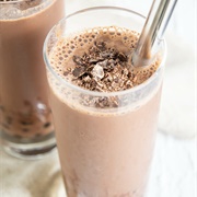 Chocolate Boba Tea With Watermelon Boba