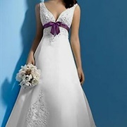 Curved, Color Bow at Empire Waist on Dress