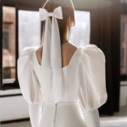 Bridal Hair Bow With Dangling Tails