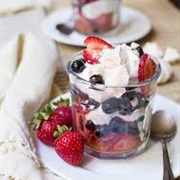 Blueberry Raspberry and Strawberry Eton Mess