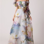 Watercolor Paint-Look Fabric for Wedding Dress