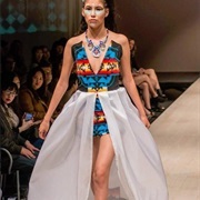 White, Detachable Overskirt With Pattern Dress