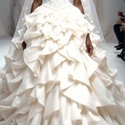 Ruffles Cascading Diagonally on Skirt