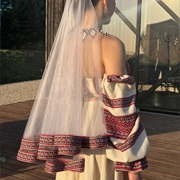 Veil With Patterned Fabric Edge