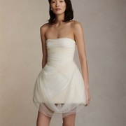 Sheer Draping Hanging Below Hem of Skirt