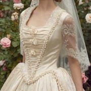 Pleated Bodice With Small Fabric Flowers