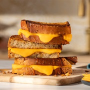 Marble Cheddar Grilled Cheese With Hot Honey BBQ Sauce