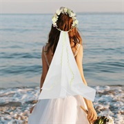 Veil Flowing From Back of Flower Crown
