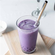 Blueberry Boba Tea With Butterscotch Boba