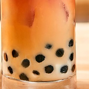 English Breakfast Boba Tea With Cherry Boba