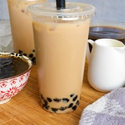 English Breakfast Boba Tea With Mango Boba