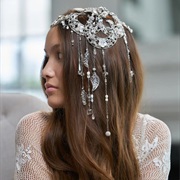 Headpiece on Top of Head With Dangling Beads