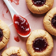 Gluten-Free Peanut Butter and Jelly Thumbprint Cookie