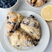 Lemon Glazed Buttermilk Blueberry Lemon Scone