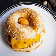 Sesame Bagel With Cheddar Sauce