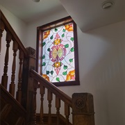 Stained Glass Window Over Stairs
