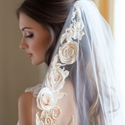 Metallic Thread Embroidery on Wedding Veil