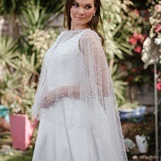 Drape/Poncho Style Cape With Wedding Dress