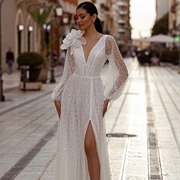 Large Flower on Shoulder of Dress