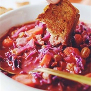 Smoked Sausage & Red Cabbage Soup