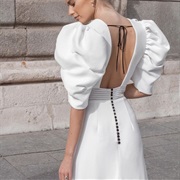 Colored Tie Across Open Back of Dress