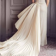 Asymmetrical Ruffled Train Attached on One Side