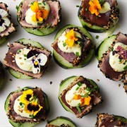 Cubed Ahi With Veggie Wasabi Matrix