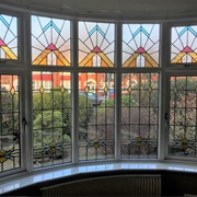 Leaded and Stained Glass in Bay Window