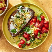 Scrambled Egg, Goat Cheese, and Tomato Open-Faced Sandwich