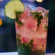 Mocktail  With Agave/Peach Syrup/ Citrus/ Blue Beads