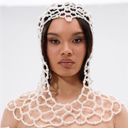 Sculptural, Beaded Hood Headpiece