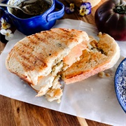 Hot Honey BBQ Marble Cheddar and Tomato Sandwich