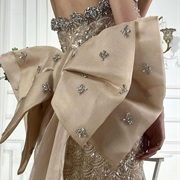 Jewel-Embellished Bow on Wedding Dress
