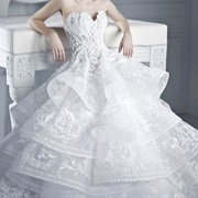 Tiered Ruffles With Lace Appliques