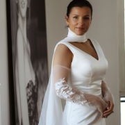 Scarf Crisscrossed Around Front of Neck