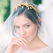 Headpiece Worn on Outside of Drop Veil