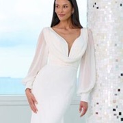 Curved V-Neck With Cowl Draped Across