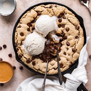 Vegan Peanut Butter Skillet Cookie Sundae